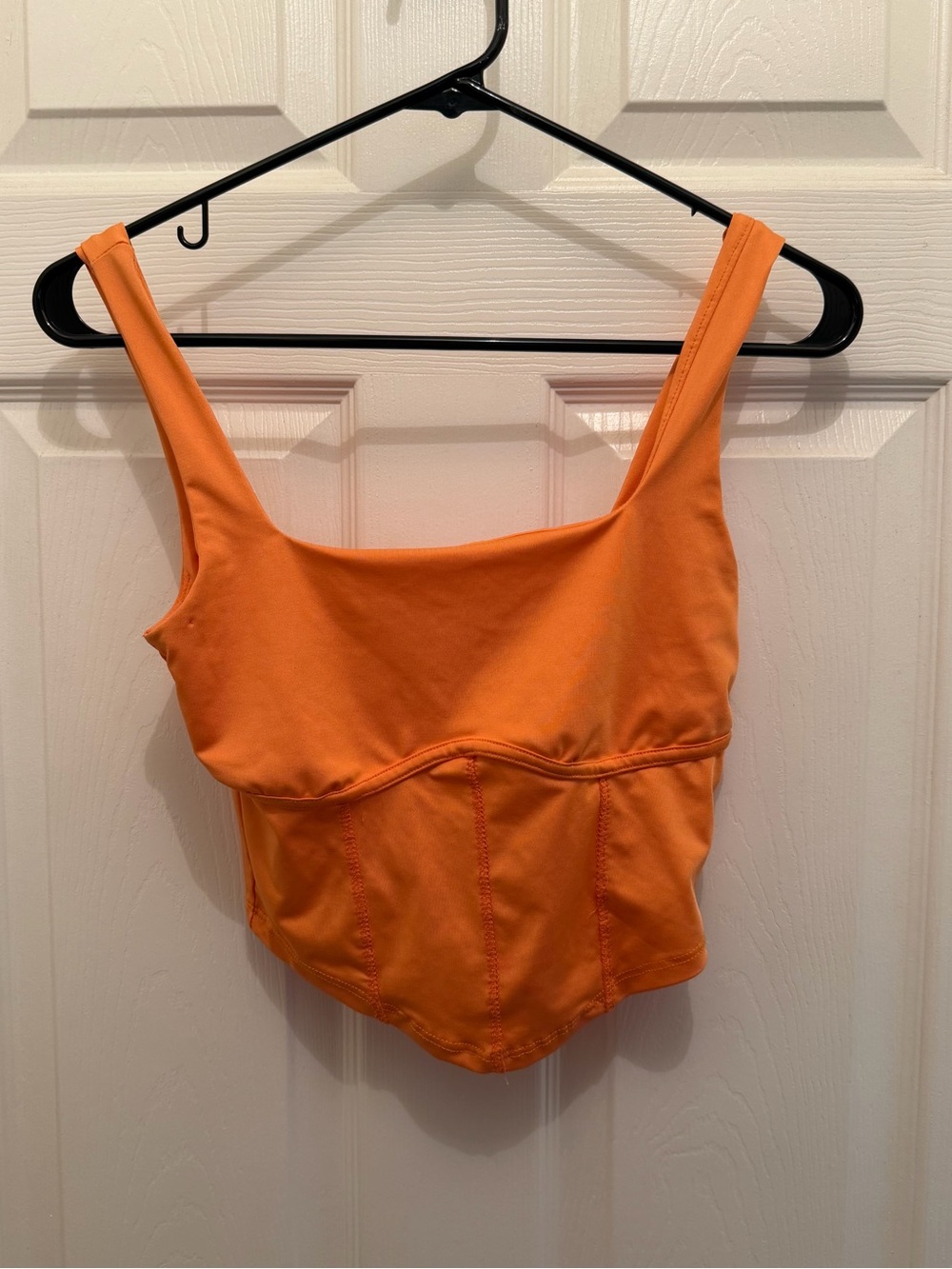 Orange Square-Neck Crop Top